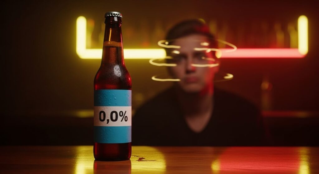 Rótulo de cerveja sem álcool mostrando teor alcoólico