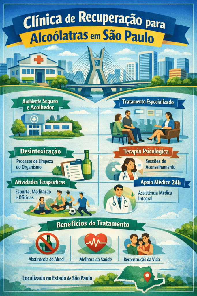 Infográfico sobre clínica de recuperação para alcoólatras em São Paulo com tratamento especializado