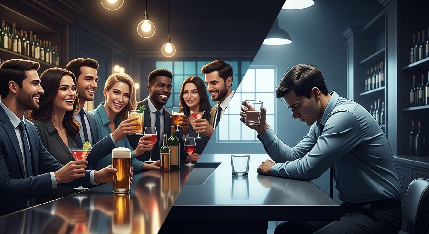 Pessoa refletindo sobre consumo de álcool